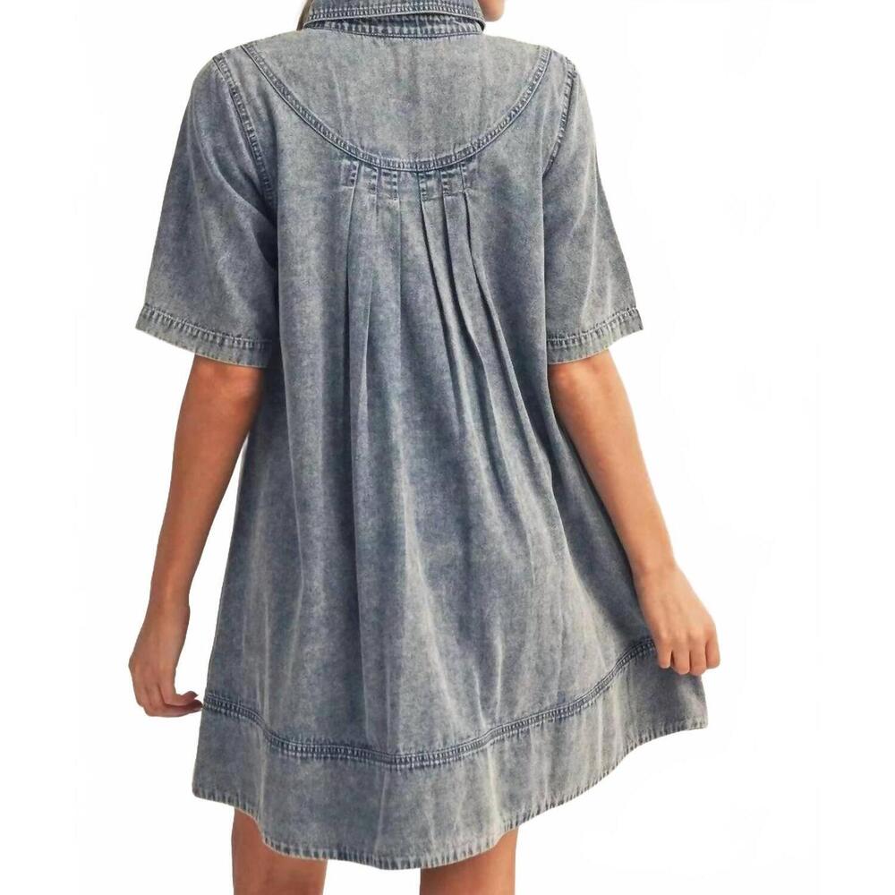 NEW JODIFL all of me short sleeves denim dress in blue - Picture 3 of 6